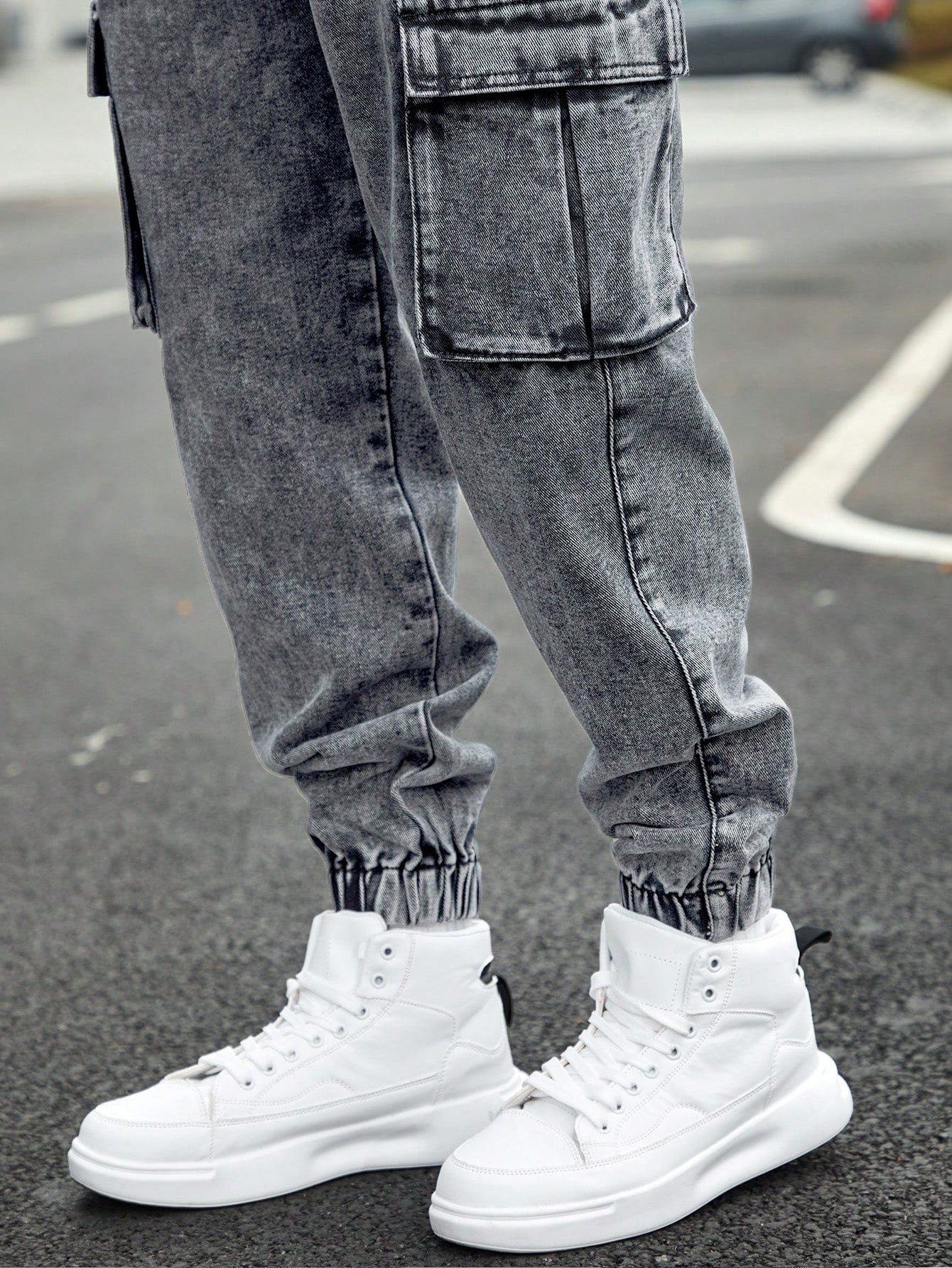 Men’s Jogger Baggy Cargo Jeans – Drawstring Waist & Elastic Hem