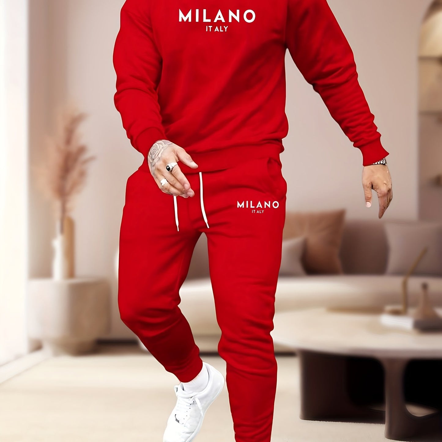 UrbanEdge Men's Printed Hoodie & Jogger Set