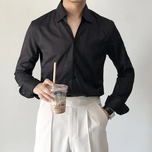 Vinci Slim Dress Shirt Black / Medium Menswear