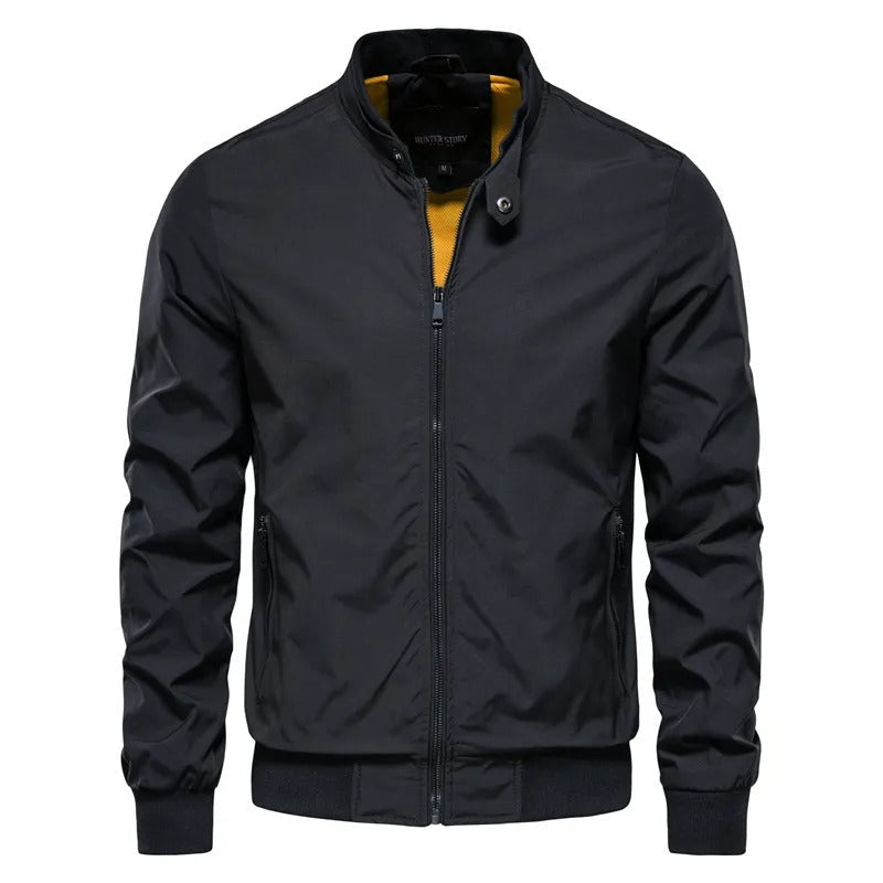 Men Casual Stand Collar Bomber Jacket Black / Large (55-65Kg) Menswear