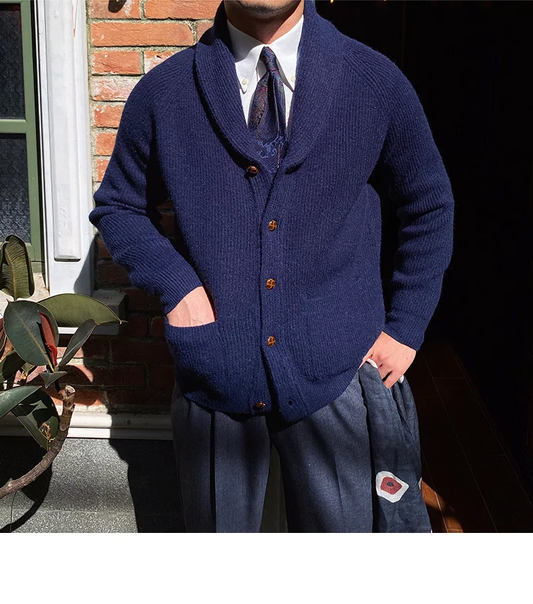 Knitted Cardigan Navy Blue / Small (65Kg) Menswear
