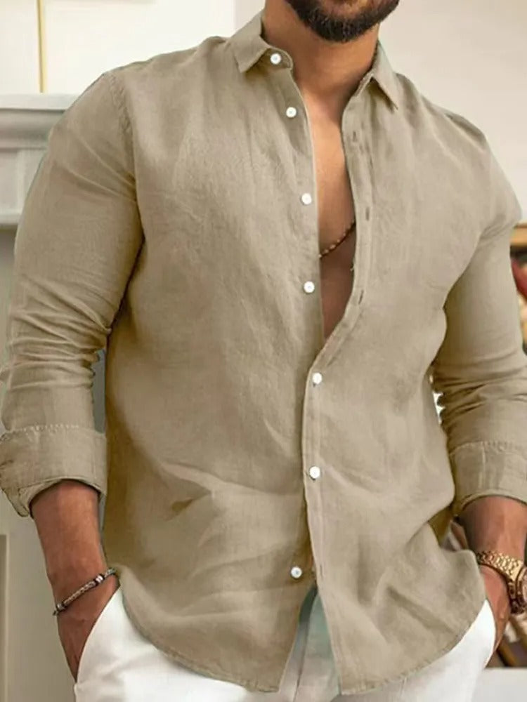 Classic Linen Dress Shirt Khaki / S Menswear