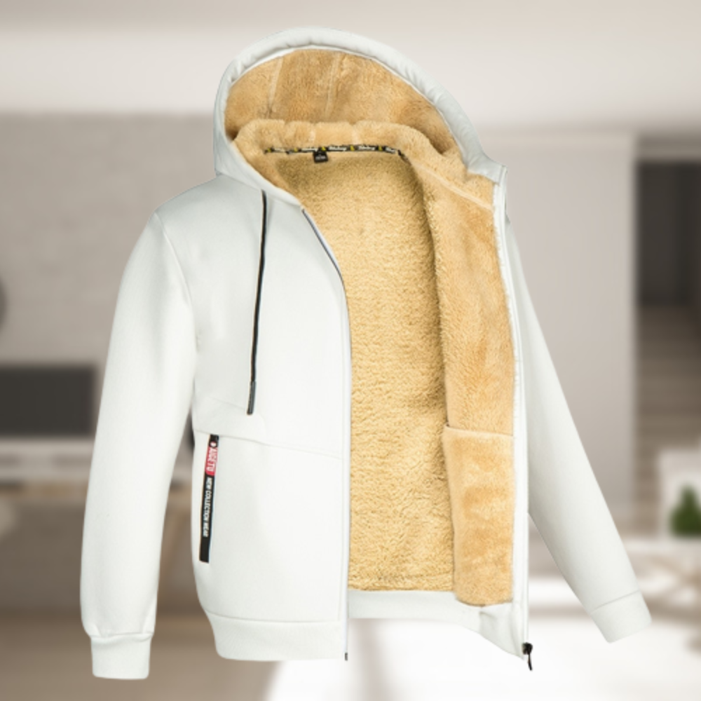 Sadi - Casual Menâs Winter Jacket With Hood And Fleece White / S Menswear