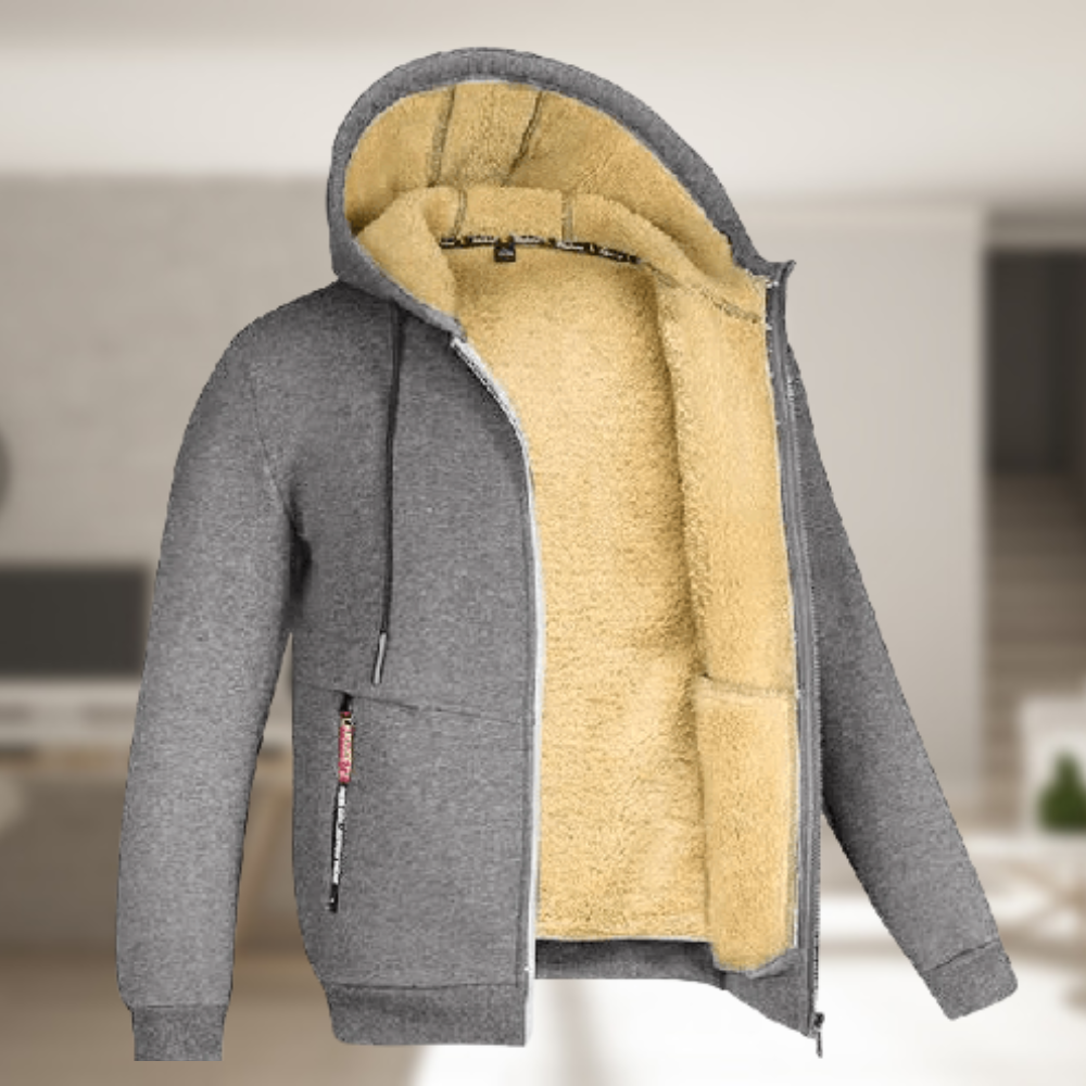 Sadi - Casual Menâs Winter Jacket With Hood And Fleece Grey / S Menswear