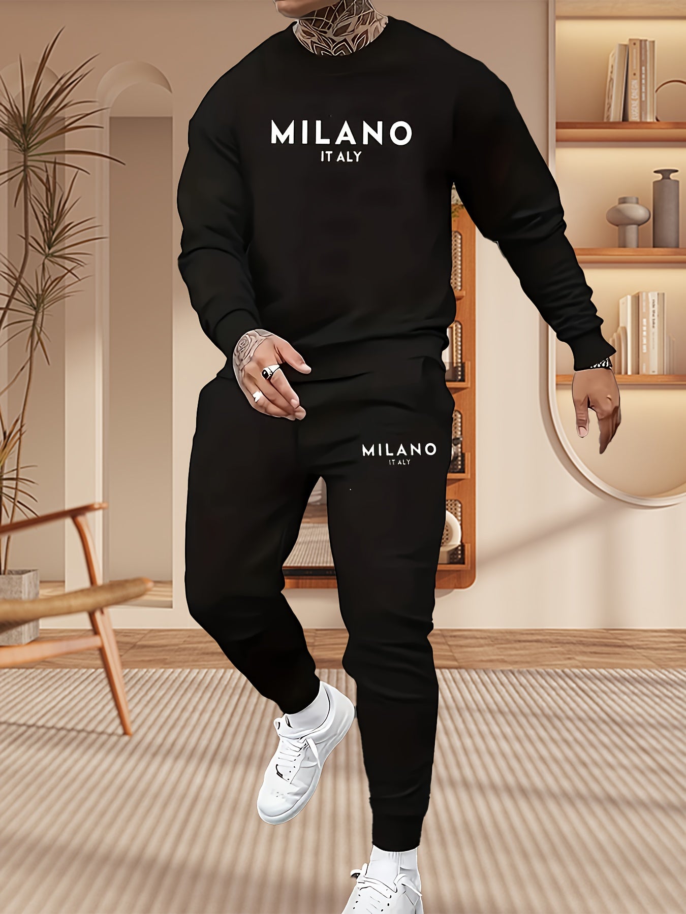 UrbanEdge Men's Printed Hoodie & Jogger Set