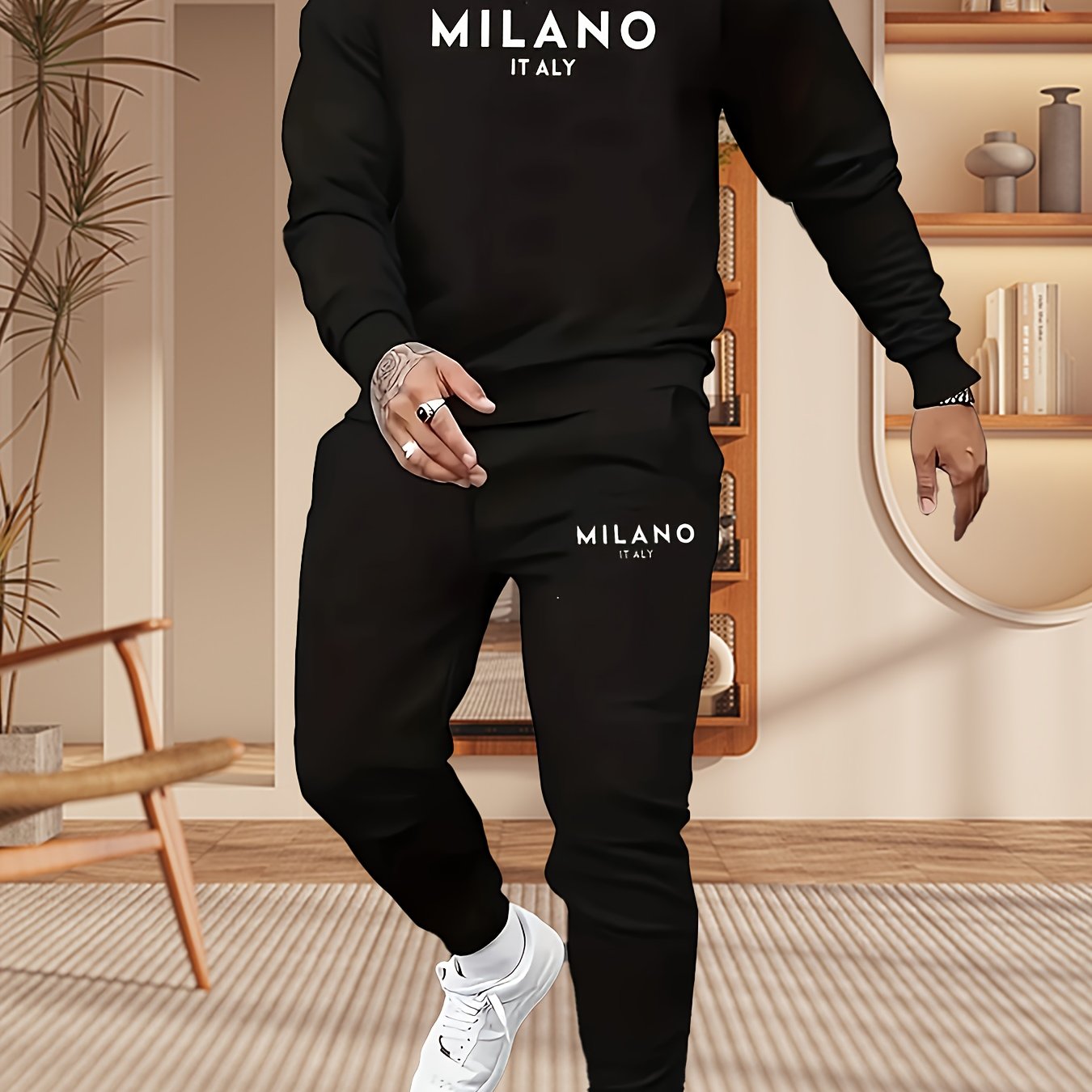 UrbanEdge Men's Printed Hoodie & Jogger Set