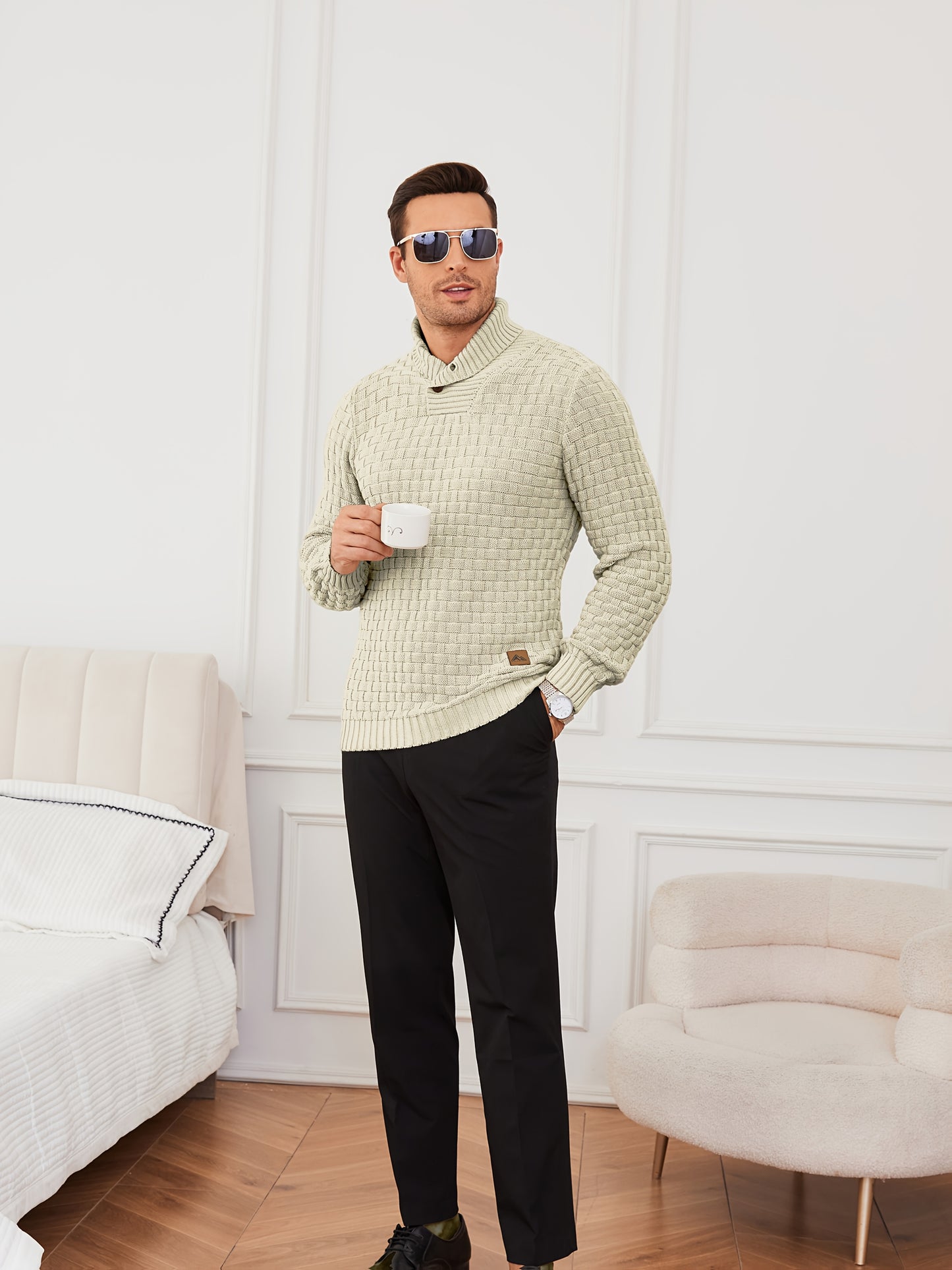 Veyron Slim – Men’s High-Stretch Rib-Knit Half-Placket Sweater