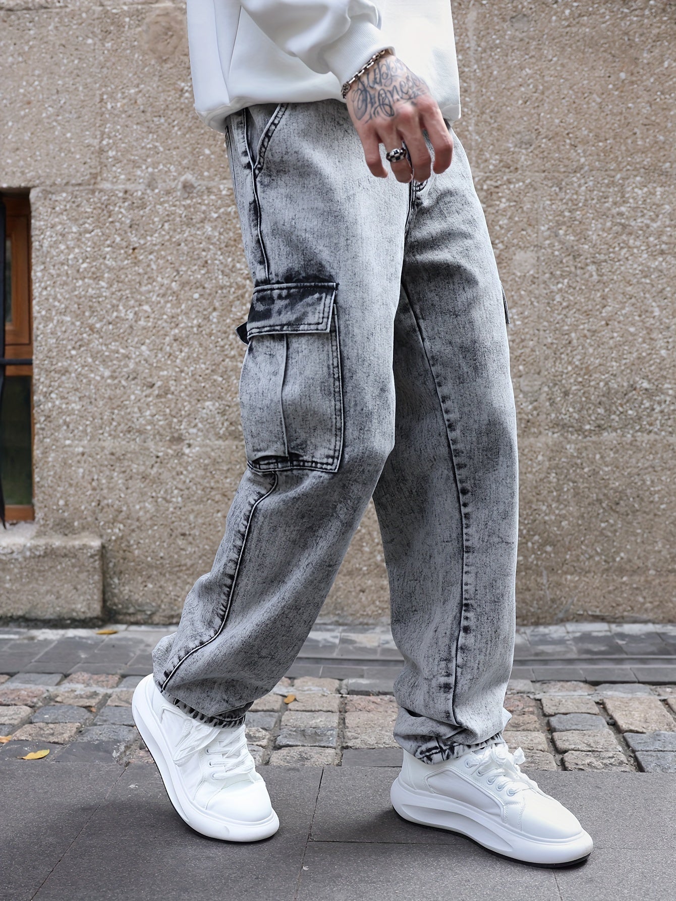 Men’s Cargo Straight Leg Jeans – Utility & Streetwear Style