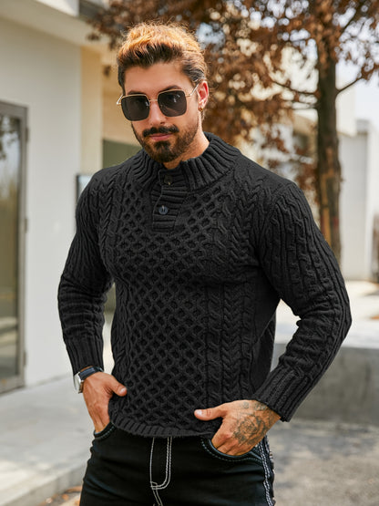 Orion Stripe – Men’s Rib-Knit Half-Placket Sweater