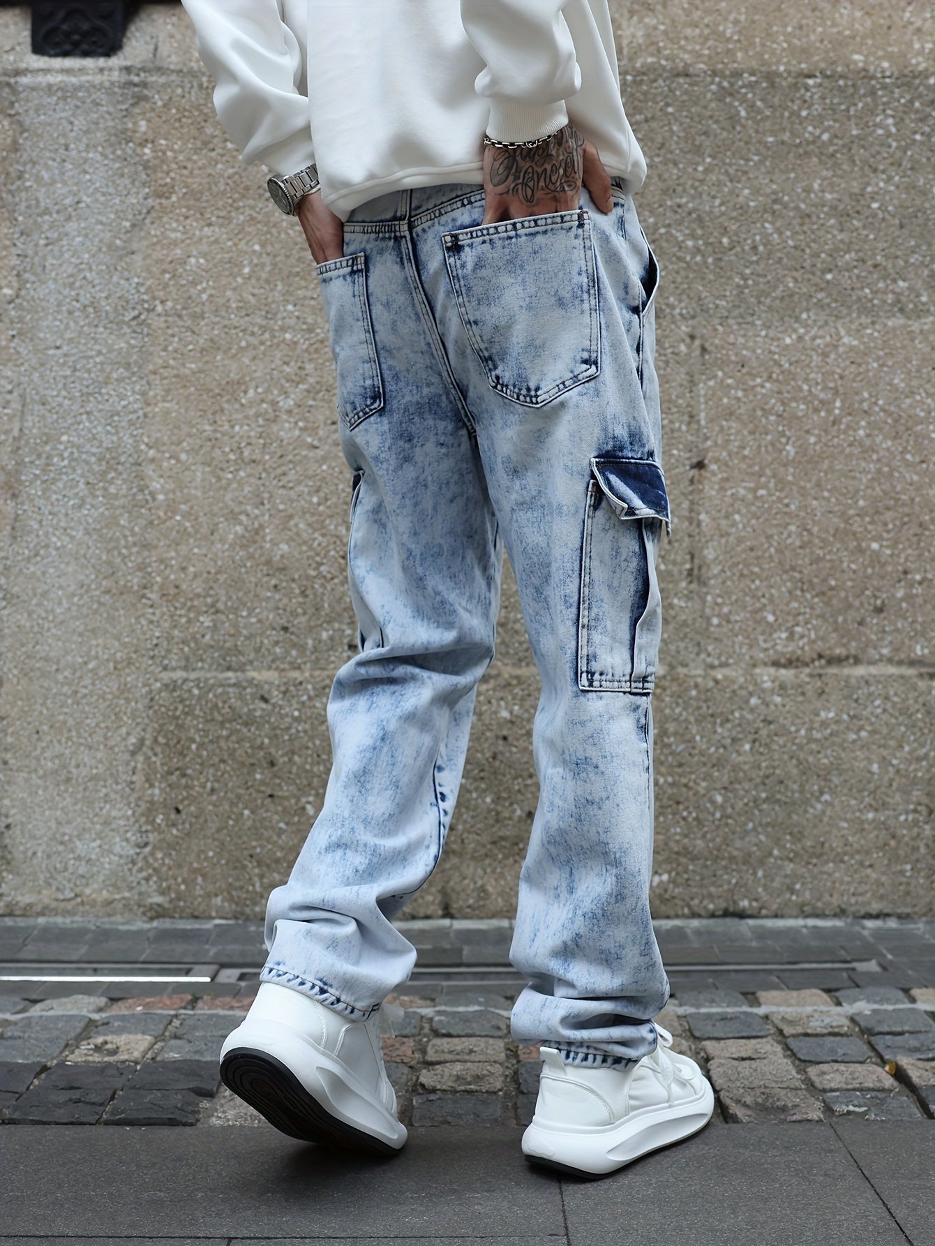 Men’s Cargo Straight Leg Jeans – Utility & Streetwear Style