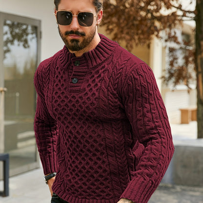 Orion Stripe – Men’s Rib-Knit Half-Placket Sweater