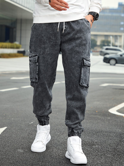 Men’s Jogger Baggy Cargo Jeans – Drawstring Waist & Elastic Hem