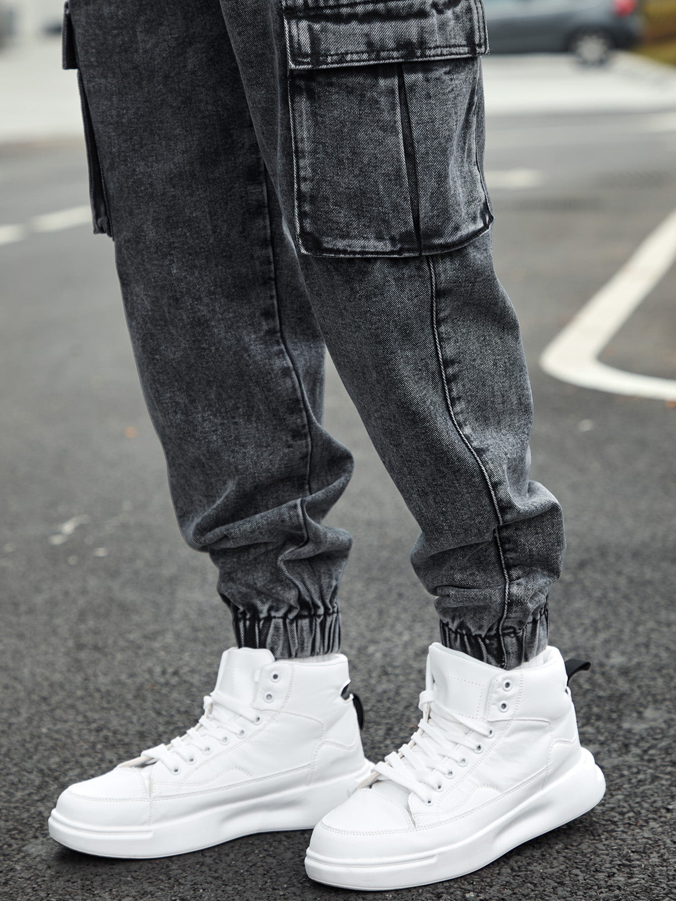 Men’s Jogger Baggy Cargo Jeans – Drawstring Waist & Elastic Hem