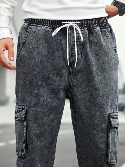 Men’s Jogger Baggy Cargo Jeans – Drawstring Waist & Elastic Hem
