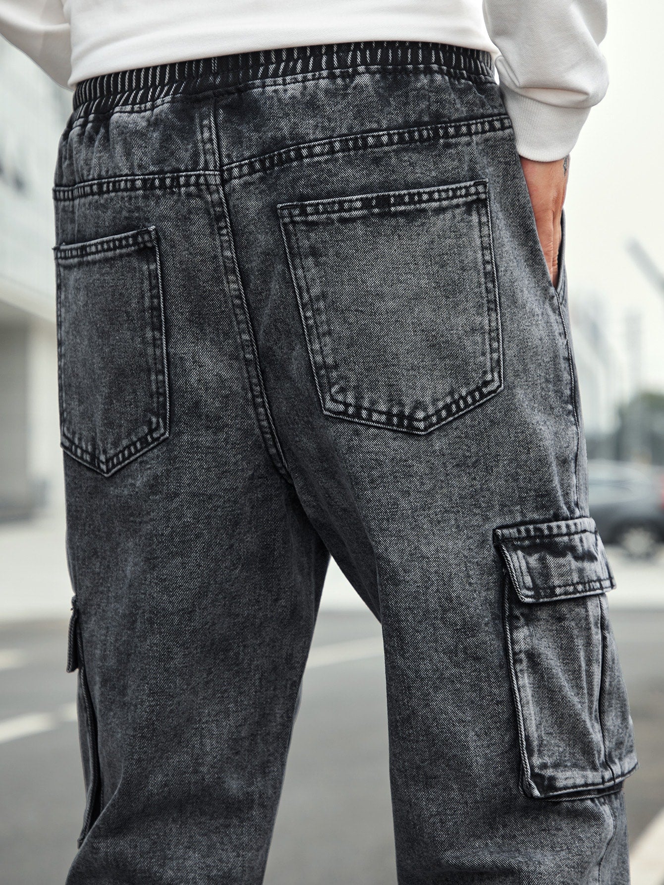 Men’s Jogger Baggy Cargo Jeans – Drawstring Waist & Elastic Hem