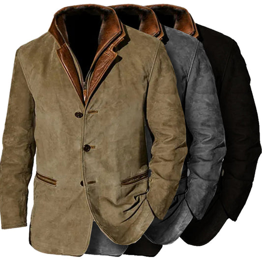 Suede and Leather Blend Blazer – Tailored Fit, Premium Materials