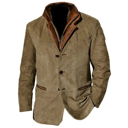 Suede and Leather Blend Blazer – Tailored Fit, Premium Materials