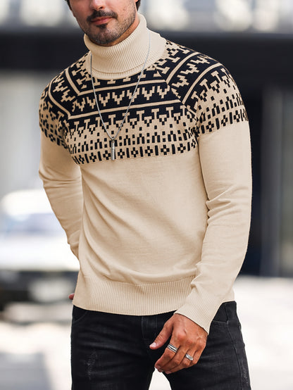 Horizon Geo – Men’s Rib-Knit High-Neck Pullover