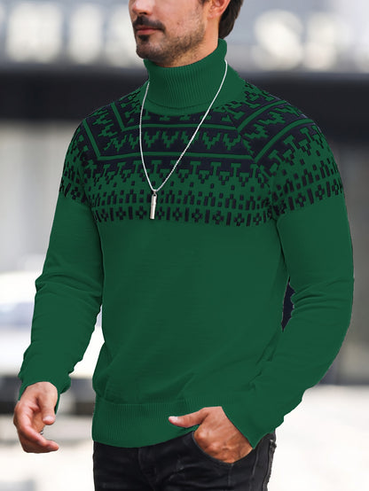 Horizon Geo – Men’s Rib-Knit High-Neck Pullover