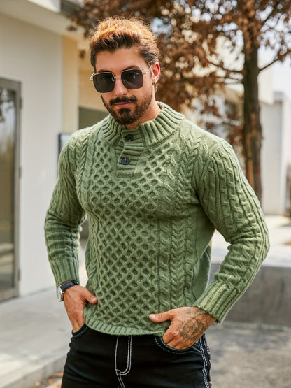 Orion Stripe – Men’s Rib-Knit Half-Placket Sweater