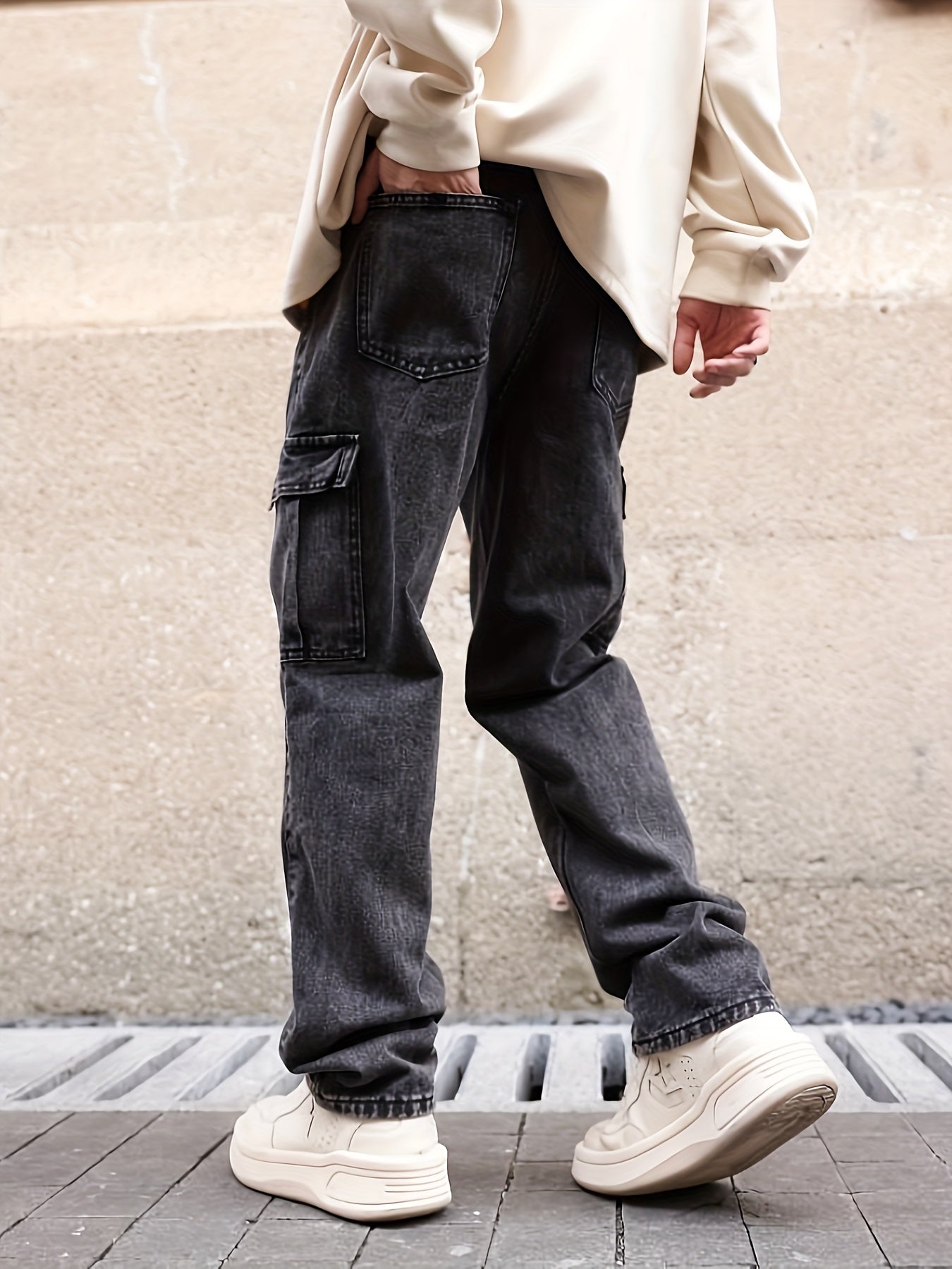 Men’s Cargo Straight Leg Jeans – Utility & Streetwear Style
