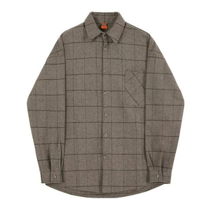 Thick Woolen Plaid Shirt Khaki / M Menswear
