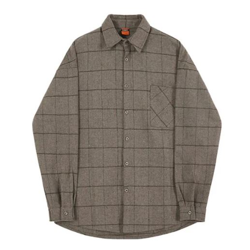 Thick Woolen Plaid Shirt Khaki / M Menswear