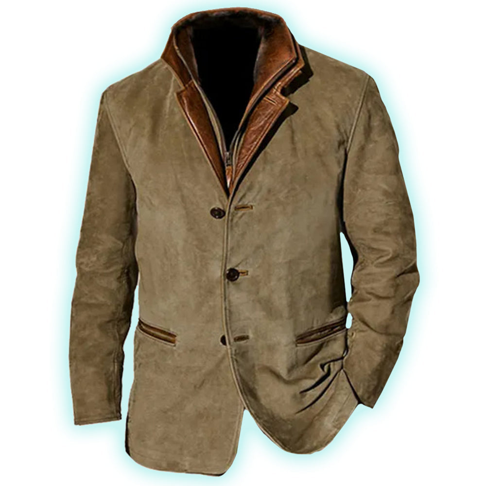 Suede and Leather Blend Blazer – Tailored Fit, Premium Materials