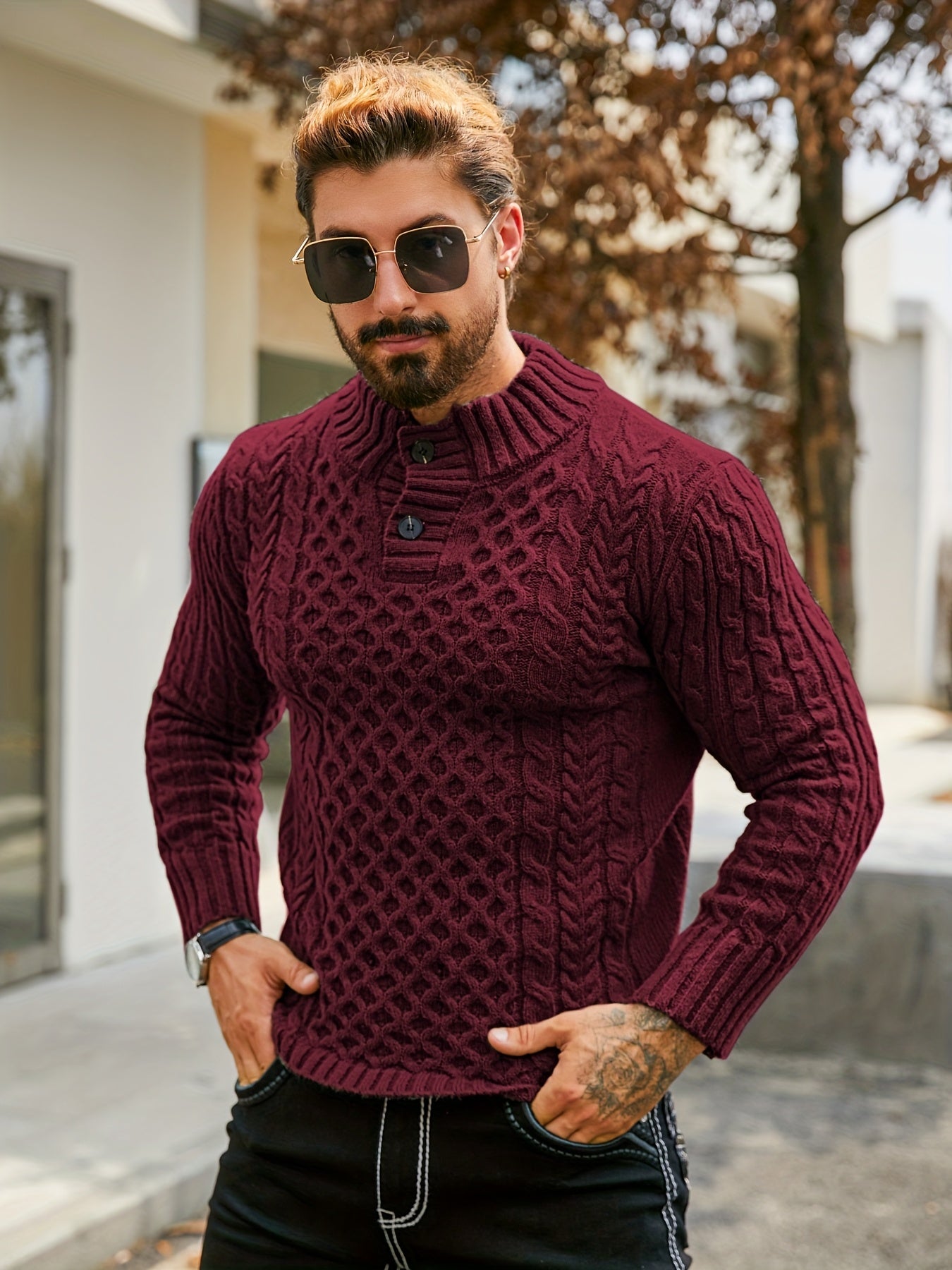 Orion Stripe – Men’s Rib-Knit Half-Placket Sweater