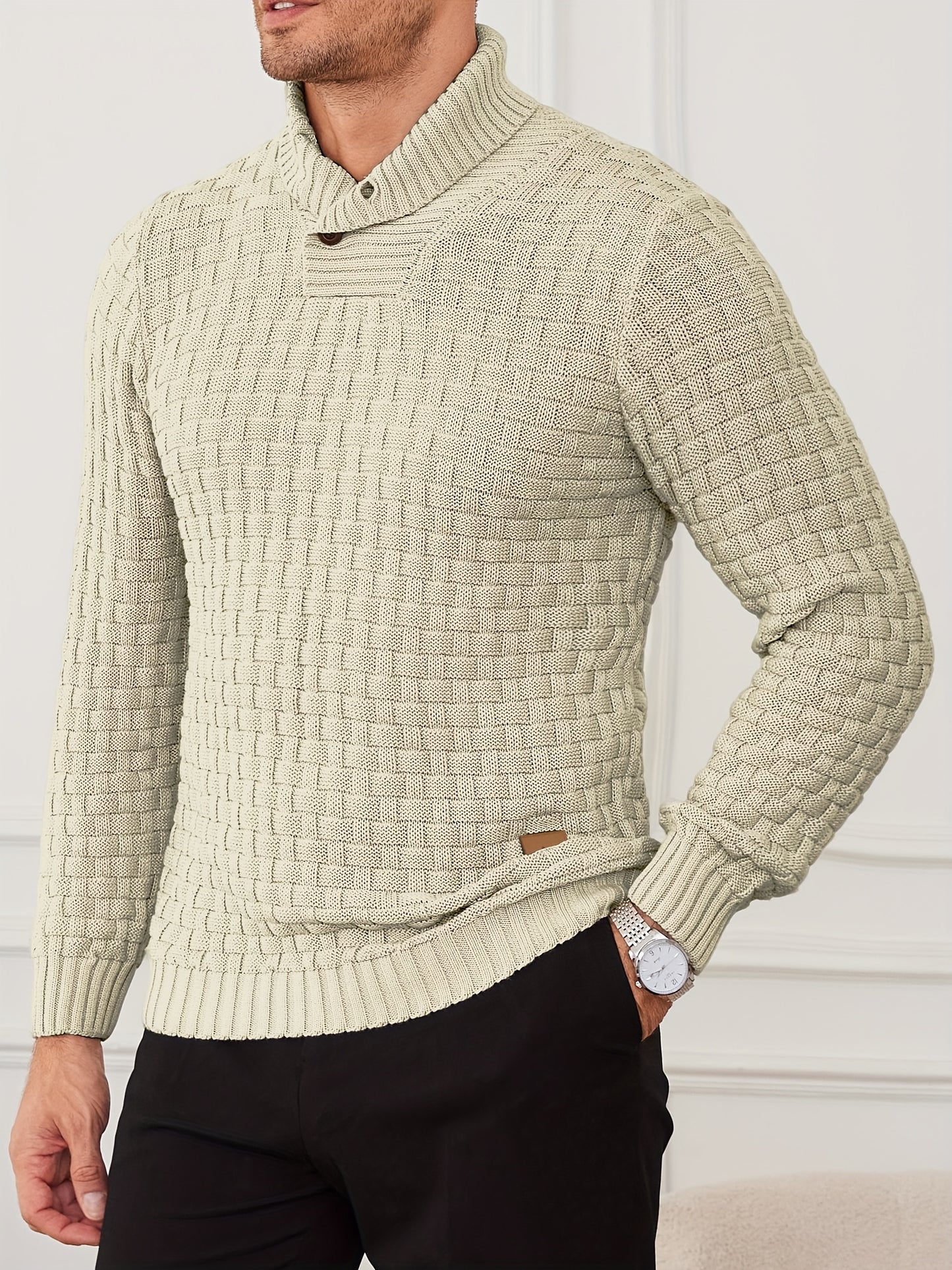 Veyron Slim – Men’s High-Stretch Rib-Knit Half-Placket Sweater