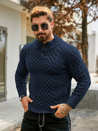 Orion Stripe – Men’s Rib-Knit Half-Placket Sweater