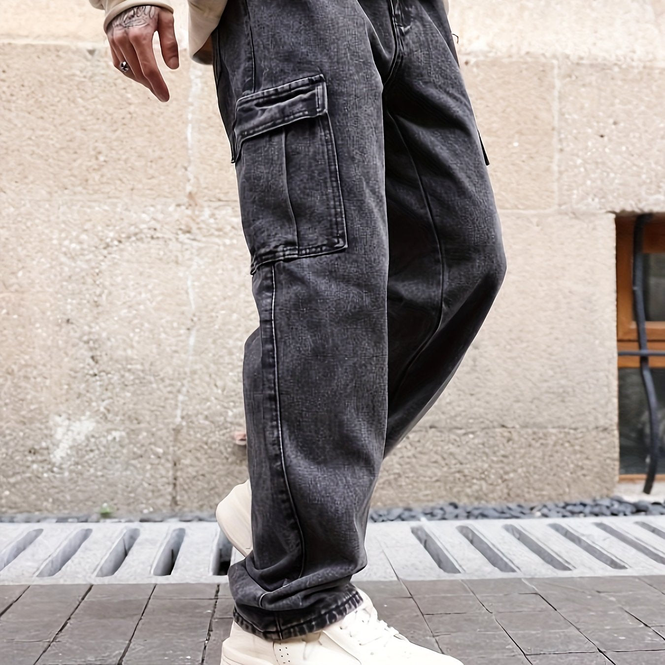 Men’s Cargo Straight Leg Jeans – Utility & Streetwear Style