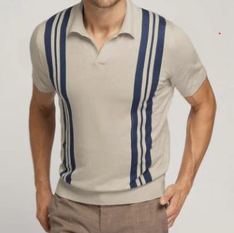 Stripped Polo T-Shirt Apricot / M Menswear