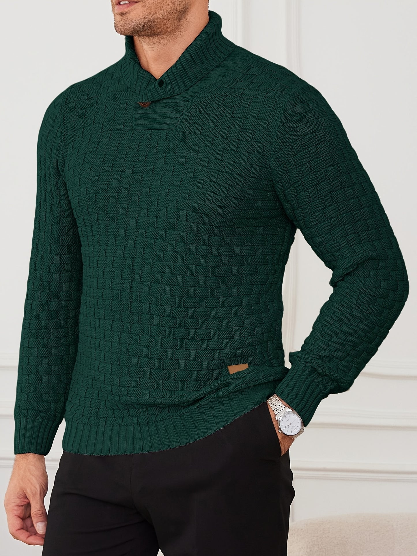 Veyron Slim – Men’s High-Stretch Rib-Knit Half-Placket Sweater