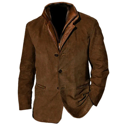 Suede and Leather Blend Blazer – Tailored Fit, Premium Materials