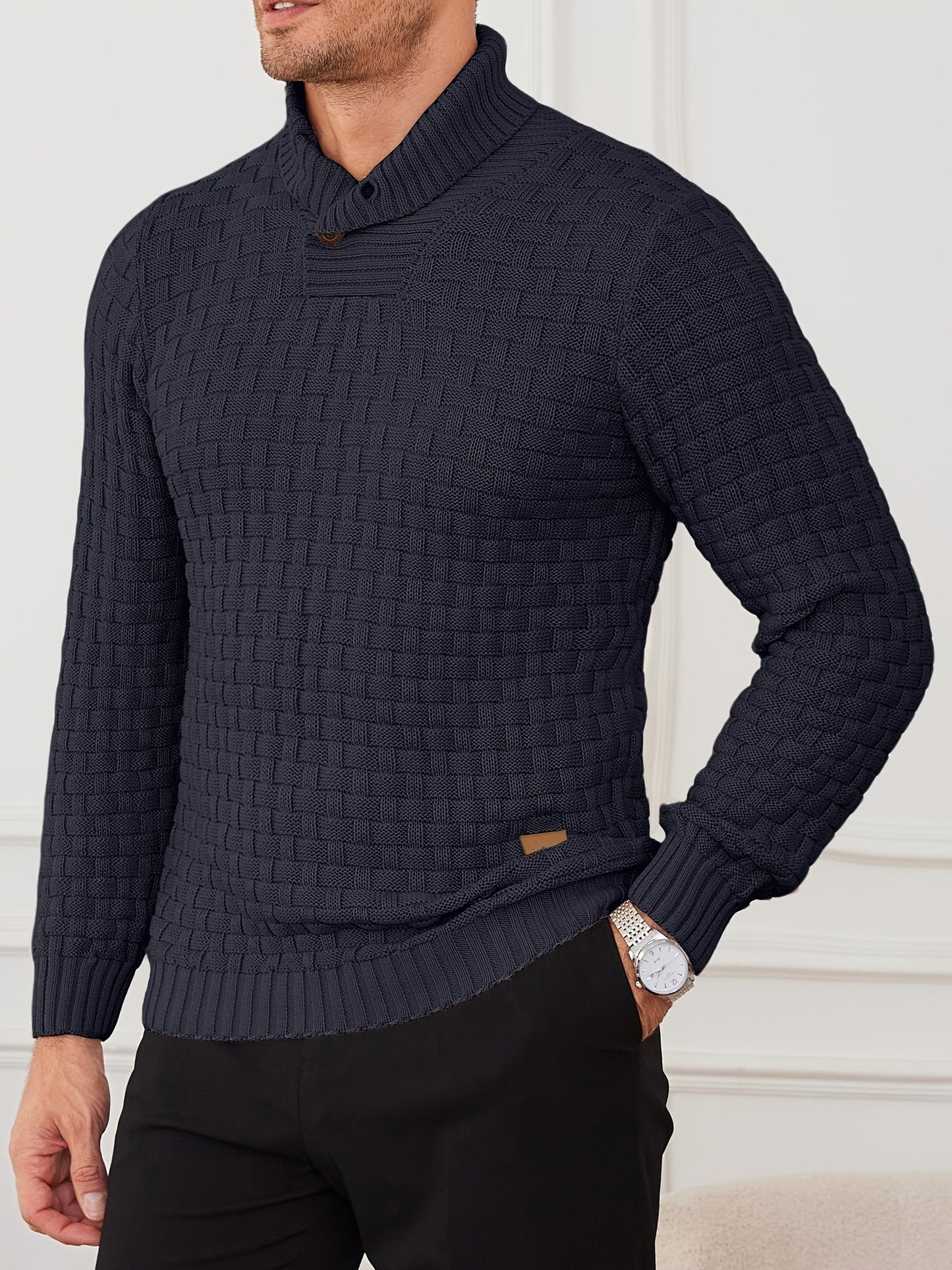 Veyron Slim – Men’s High-Stretch Rib-Knit Half-Placket Sweater