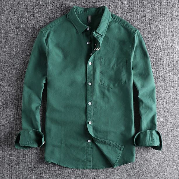Onnat Cotton Premium Long Sleeve Shirt Green / M Menswear