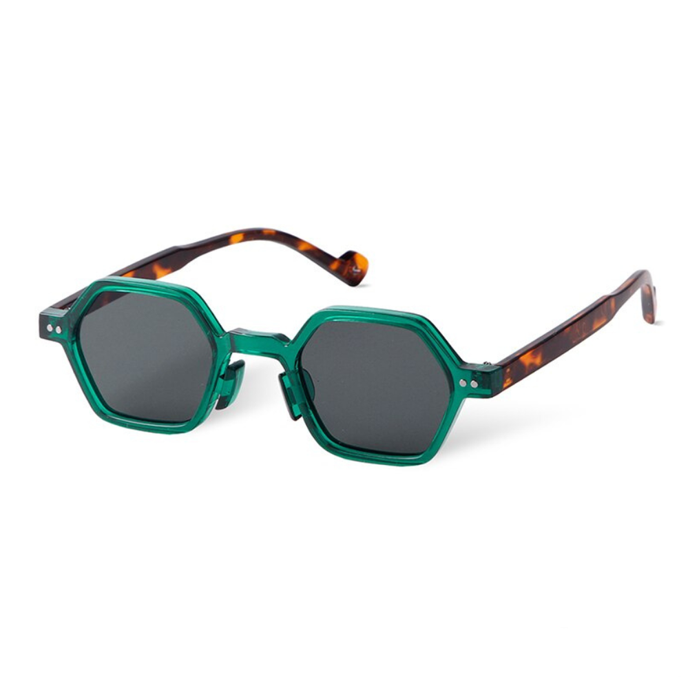 Logan Glasses Green And Leopard | Gray Sunglasses