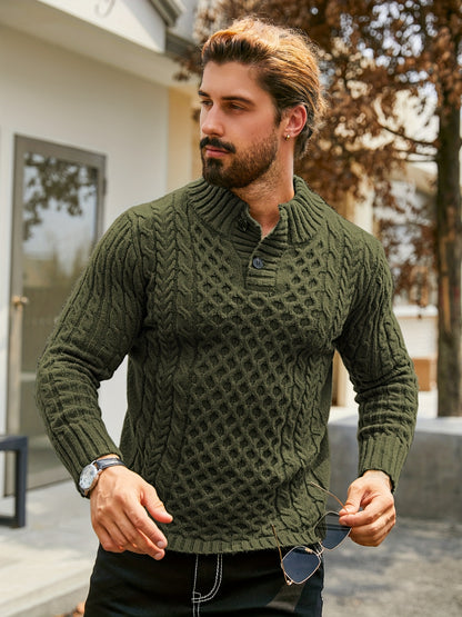 Orion Stripe – Men’s Rib-Knit Half-Placket Sweater