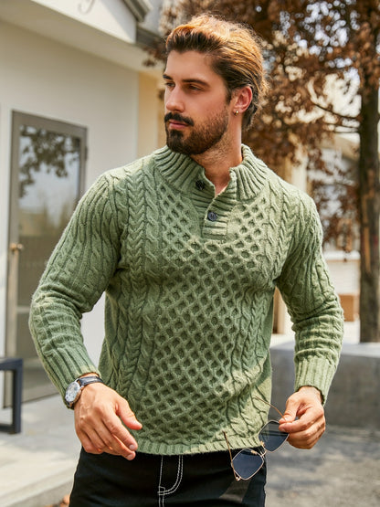Orion Stripe – Men’s Rib-Knit Half-Placket Sweater