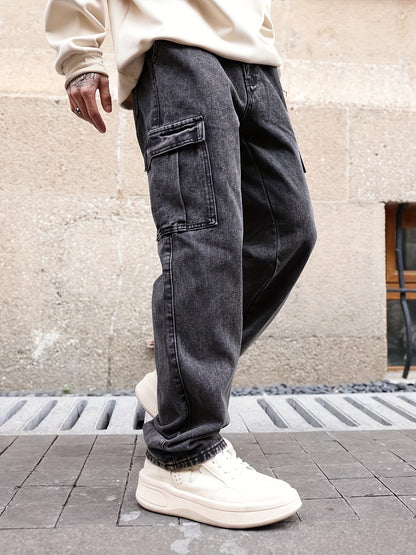 Men’s Cargo Straight Leg Jeans – Utility & Streetwear Style