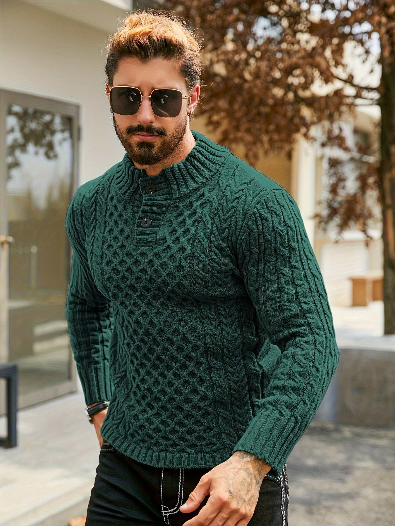 Orion Stripe – Men’s Rib-Knit Half-Placket Sweater