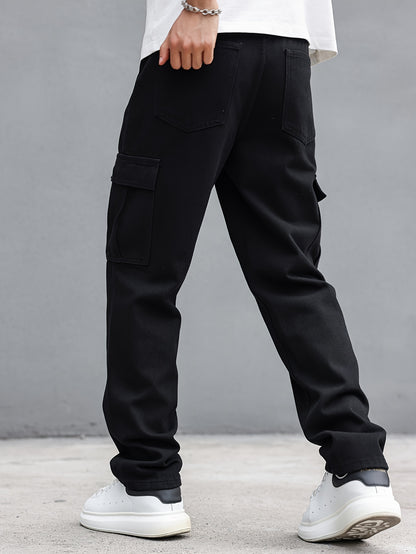 Men’s Cargo Straight Leg Jeans – Utility & Streetwear Style