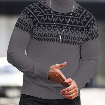 Horizon Geo – Men’s Rib-Knit High-Neck Pullover