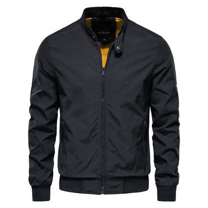 Men Casual Stand Collar Bomber Jacket Black / Large (55-65Kg) Menswear