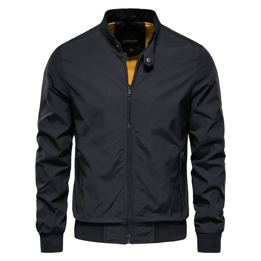 Men Casual Stand Collar Bomber Jacket Black / Large (55-65Kg) Menswear