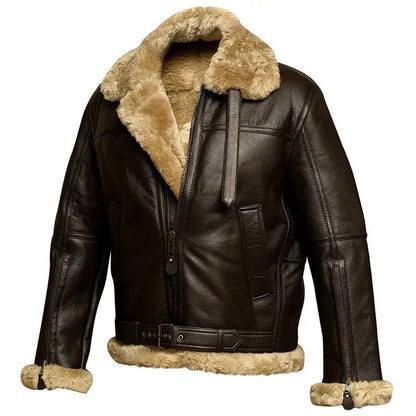 Faux-Sheepskin Leather Jacket Medium Menswear