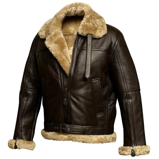 Faux-Sheepskin Leather Jacket Medium Menswear