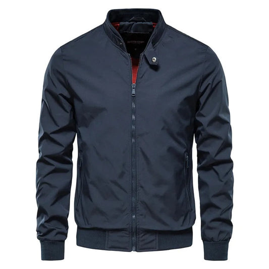 Men Casual Stand Collar Bomber Jacket Navy Blue / Large (55-65Kg) Menswear