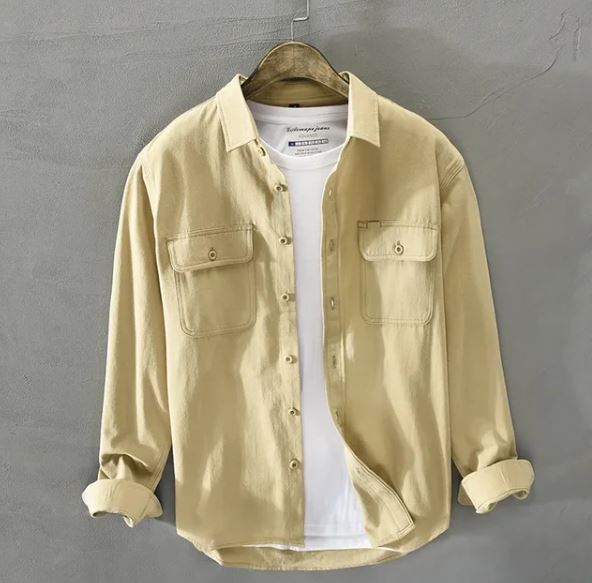 Vintage Cotton Long Sleeve Shirt Khaki / M Menswear